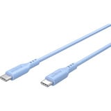 goobay USB 2.0 Silikonkabel blau, USB-C Stecker > USB-C Stecker hellblau, 1,5 Meter, PD 60 Watt