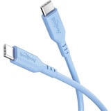 goobay USB 2.0 Silikonkabel blau, USB-C Stecker > USB-C Stecker hellblau, 1,5 Meter, PD 60 Watt