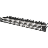Digitus Modulares High Density Patchpanel, 24-Port, Rack Mount, geschirmt schwarz, 1 HE, für Keystone-Module, mit Beschriftungsfeld