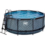 Exit Toys Stone Pool, Frame Pool Ø 360x122cm, Schwimmbad grau, mit Filterpumpe