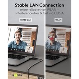 goobay Ethernet-Kabel USB-A 3.2 Gen1 Stecker > RJ-45 Stecker, LAN-Adapter schwarz/silber, 15 Meter, geflochtener Textilmantel