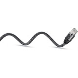 goobay Ethernet-Kabel USB-A 3.2 Gen1 Stecker > RJ-45 Stecker, LAN-Adapter schwarz/silber, 15 Meter, geflochtener Textilmantel