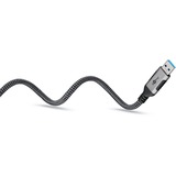 goobay Ethernet-Kabel USB-A 3.2 Gen1 Stecker > RJ-45 Stecker, LAN-Adapter schwarz/silber, 15 Meter, geflochtener Textilmantel