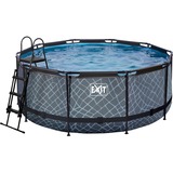 Exit Toys Stone Pool, Frame Pool Ø 360x122cm, Schwimmbad grau, mit Sandfilteranlage