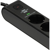 Brennenstuhl Steckdosenleiste 6-fach mit 1x USB-C, 1x USB-A schwarz/anthrazit, 2 Meter, 13.500A Überspannungsschutz