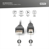 Digitus USB 2.0 Anschlusskabel USB-A (Stecker) > USB-B (Stecker) schwarz, 0,5 Meter