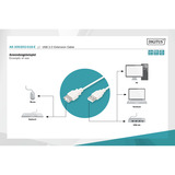 Digitus USB 2.0 Verlängerungskabel, USB-A Stecker > USB-A Buchse beige, 1,8 Meter