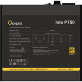 Ocypus Iota P750 Black, PC-Netzteil schwarz, 1x 12-Pin High Power GPU, 3x PCIe, Kabelmanagement, 750 Watt