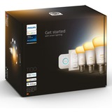 Philips Hue White Ambiance Starter-Kit E27, LED-Lampe drei Lampen, eine Hue-Bridge, ein Dimmschalter, ersetzt 60 Watt