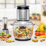 Rommelsbacher Multi-Zerkleinerer MZ 600 edelstahl/schwarz, 600 Watt, Glasbehälter 2 Liter