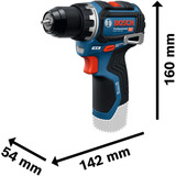Bosch Akku-Bohrschrauber GSR 12V-32 Professional, 12Volt blau/schwarz, 2x Li-Ionen Akku 2,0Ah, 24-teiliges Zubehör-Set, Werkzeugtasche