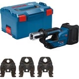 Bosch Akku-Presswerkzeug GPT 18V-19 Professional solo, 18Volt, Kit M, Pressmaschine blau, ohne Akku und Ladegerät, 3 Pressbacken Compact M, in L-BOXX