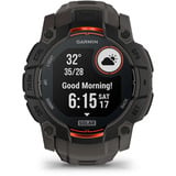 Garmin Instinct 3 Solar - 50 mm, Smartwatch Kohle/ Schwarz, Silikon-Armband