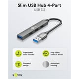 goobay Slim 4-Port USB-Hub, USB-A auf USB-A, USB 3.2 hellgrau