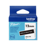 Brother Schriftband Btag-335 12mm, weiß auf schwarz, nicht laminiert