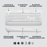 Logitech Signature K650 Combo for Business, Desktop-Set weiß, DE-Layout, Plunger, Logi Bolt, Bluetooth, für Windows/macOS/Chrome OS/Linux/iPadOS/Android