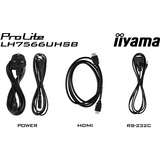 iiyama LH7566UHSB-B1AG, Public Display schwarz (matt), UltraHD/4K, VA, HDMI, USB-C