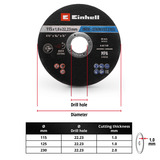 EINHELL Trennscheibe dünn, Ø 115 x 1,0mm, 50 Stück für Winkelschleifer