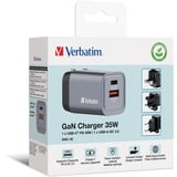 Verbatim GaN-Ladegerät 35W, 1x USB-A , 1x USB-C grau, PD 3.0, QC 3.0