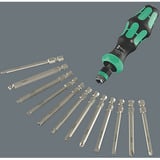 Wera 838 RA-R L Bits-Handhalter mit Ratschenfunktion, Schraubendreher schwarz/grün, 1/4", mit Rapidaptor Schnellwechselfutter