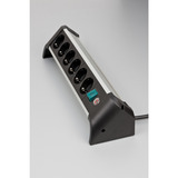 Brennenstuhl Alu-Office-Line Steckdosenleiste 6-fach, für den Schreibtisch schwarz/aluminium, 3 Meter Kabel, mit Sicherheitsschalter