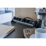 Brennenstuhl Alu-Office-Line Steckdosenleiste 6-fach, für den Schreibtisch schwarz/aluminium, 3 Meter Kabel, mit Sicherheitsschalter