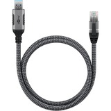 goobay Ethernet-Kabel USB-A 3.2 Gen1 Stecker > RJ-45 Stecker, LAN-Adapter schwarz/silber, 2 Meter