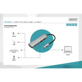 Digitus USB-C 4-Port 2x USB A + 2x USB-C, USB-Hub silber