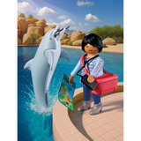 PLAYMOBIL 72091 Animals & Friends Zoo: Delfin und Besucherin, Konstruktionsspielzeug 