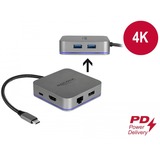DeLOCK USB-C Dockingstation grau, HDMI, Power Delivery, RJ-45