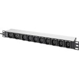 Digitus Steckdosenleiste 19" PDU mit Aluminiumprofil, 10-fach, 8x C13, 2x C19 schwarz/aluminium, 2 Meter Kabel, 1 HE, 1-phasig 16A, Kaltgerätestecker C20