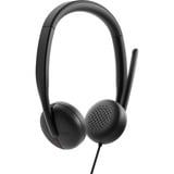 Dell WH3024, Headset schwarz, Kabelgebundenes Headset mit KI-basierter Geräuschunterdrückung