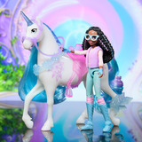 Spin Master Unicorn Academy - Layla und Einhorn Glacier, Spielfigur mit echter Mähne und Schweif sowie Bürste