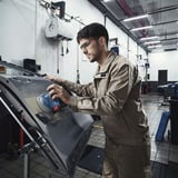 Bosch Akku-Exzenterschleifer GEX 185-LI Professional solo, 18Volt blau/schwarz, ohne Akku und Ladegerät, Ø 125mm, in L-BOXX