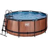 Exit Toys Wood Pool, Frame Pool Ø 360x122cm, Schwimmbad braun, mit Sandfilteranlage