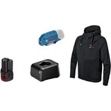 Bosch Heat+Jacket GHH 12+18V Kit Größe L, Arbeitskleidung schwarz, inkl. Ladeadapter GAA 12V-21, 1x 12-Volt-Akku