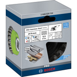 Bosch PRO Stainless Steel heavy X-Lock Topfbürste, Ø 75mm, gezopft 0,5mm Edelstahldraht, für kleine X-LOCK Winkelschleifer