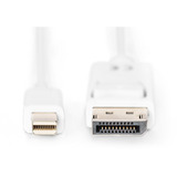 Digitus mini-DisplayPort > DisplayPort Anschlusskabel, Full HD 1080p weiß, 3 Meter
