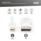 Digitus mini-DisplayPort > DisplayPort Anschlusskabel, Full HD 1080p weiß, 3 Meter