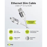 goobay Ethernet-Adapterkabel USB-C 3.2 Gen2 > RJ-45, Slim weiß, 10 Meter
