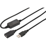 Digitus Aktives USB 2.0 Verlängerungskabel, 15 Meter schwarz, Repeater Kabel