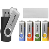 Intenso Office Line Multipack 64 GB, USB-Stick 5 USB-A 3.2 USB-Sticks in Gelb, Grün, Schwarz, Blau + Orange
