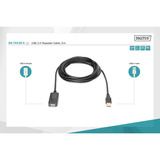 Digitus Aktives USB 2.0 Verlängerungskabel, 5 Meter schwarz, Repeater Kabel