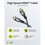 goobay Plus High-Speed-HDMI-Kabel mit Ethernet, 4K @ 60Hz grau, 2 Meter