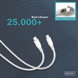 Digitus USB 2.0 Silikon-Anschlusskabel USB-C > USB-C weiß, 0,5 Meter, PD, Laden mit bis zu 60 Watt