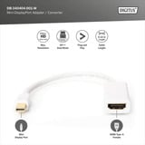 Digitus Adapterkabel mini DisplayPort > HDMI, Full HD weiß, 0,15 Meter