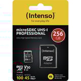 Intenso UHS-I Professional 256 GB microSDXC, Speicherkarte schwarz, UHS-I U3, Class 10