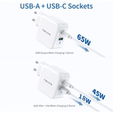 Nevox 65W USB - C Power Delivery (PD) + Q3.0, Ladegerät weiß