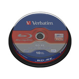Verbatim BD-RE 25 GB, Blu-ray-Rohlinge 2fach, 10 Stück, White Blue Surface, Lite Retail