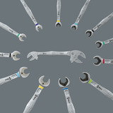 Wera 6006 Joker S / L - Selbstjustierender Doppelmaulschlüssel, Schraubenschlüssel silber, SW 10 - 19mm und 1/2" - 3/4"